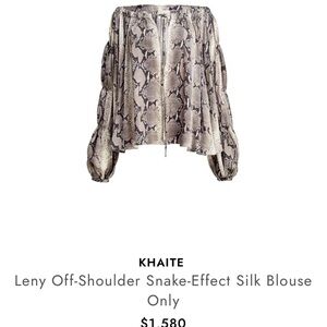 KHAITE Leny Snake-effect Print Off shoulder Blouse